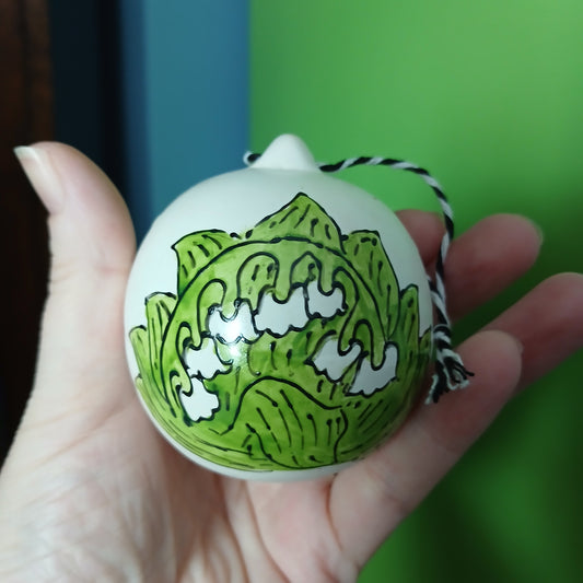 2nds Helston Flora Day 2018 Bauble - Lily Of The Valley - Hand Painted - Ceramic