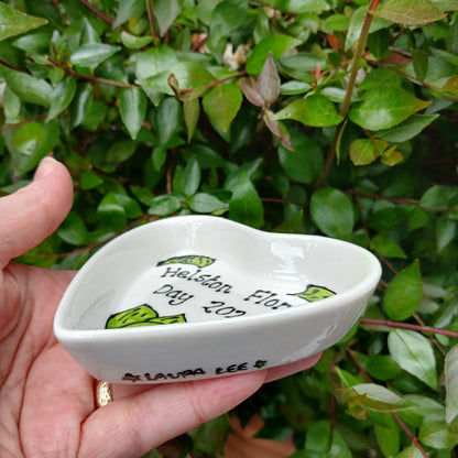 Helston Flora Day 2026 Heart Trinket Dish - Lily Of The Valley - Hand Painted - Ceramic