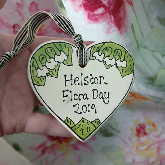 2nds - Helston Flora Day Heart 2019 - Lily Of The Valley - Ceramic - Hand Painted