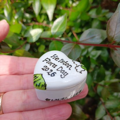 Flora Day 2026 Miniature Heart Trinket Box - Lily Of The Valley - Hand Painted - Fine China