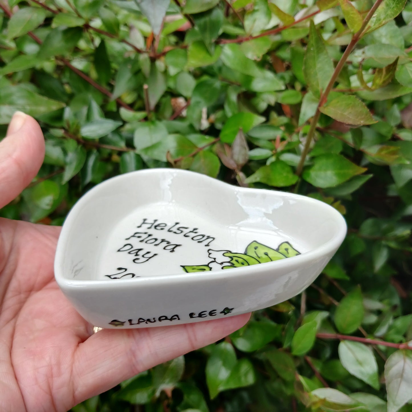 Helston Flora Day 2026 Heart Trinket Dish - Lily Of The Valley - Hand Painted - Ceramic