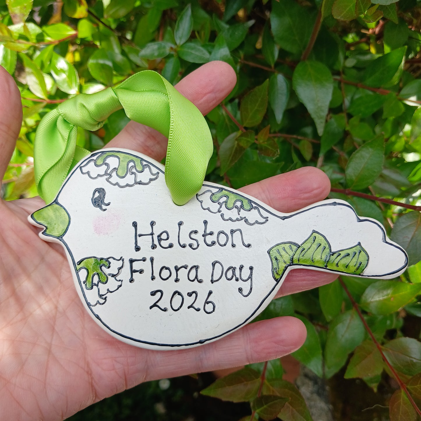 Helston Flora Day 2026 Bird - Lily Of The Valley - Ceramic - Hand Painted - Hanging Decoration