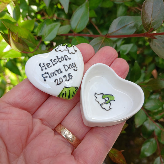 Flora Day 2026 Miniature Heart Trinket Box - Lily Of The Valley - Hand Painted - Fine China