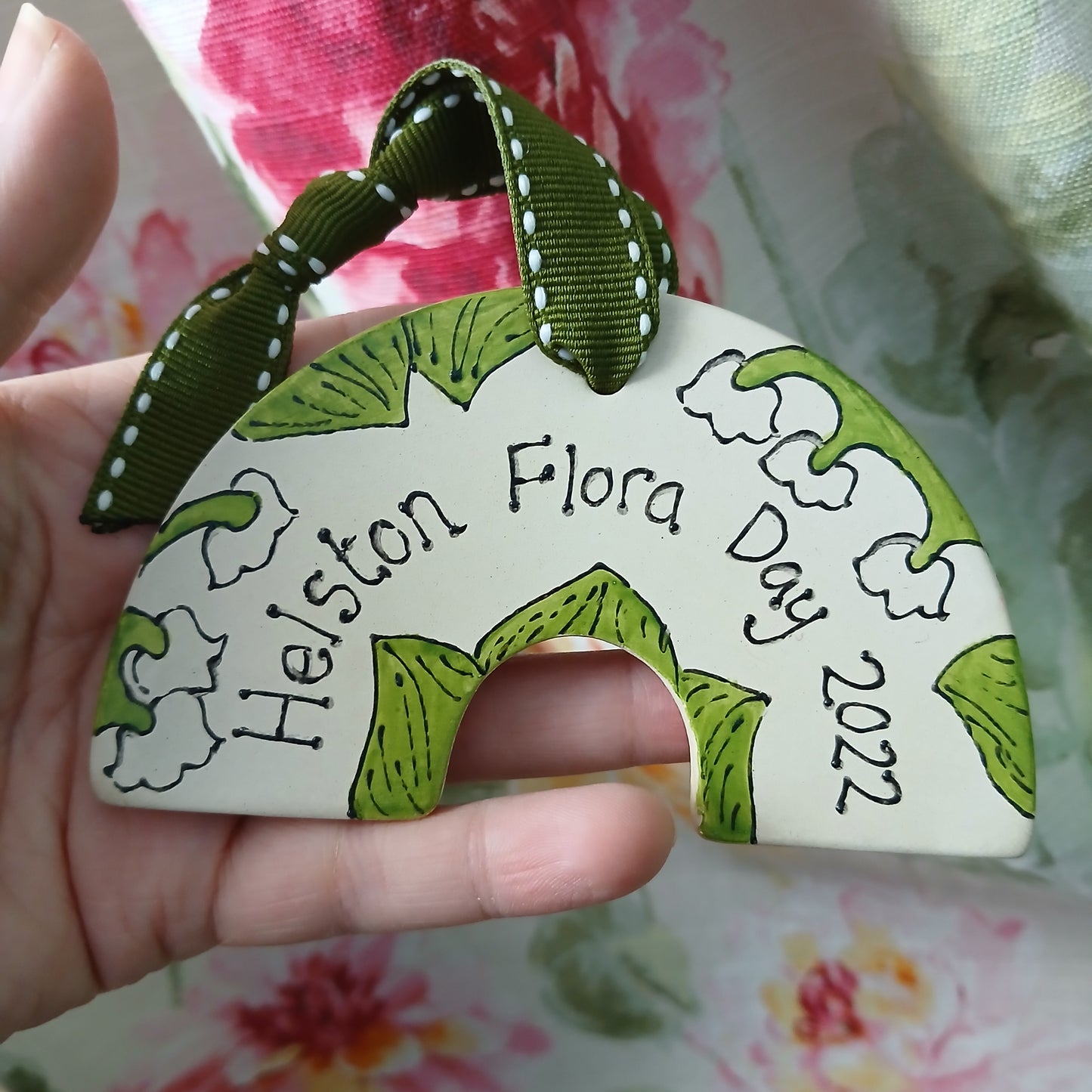 Helston Flora Day 2022 Arch - Lily Of The Valley - Ceramic - Hand Painted - Hanging Decoration