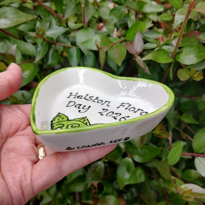 Helston Flora Day 2026 Heart Trinket Dish - Lily Of The Valley - Hand Painted - Ceramic