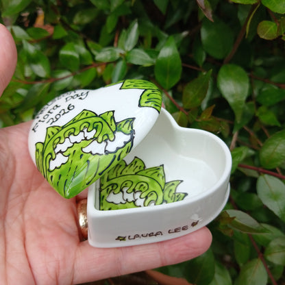 Flora Day 2026 Heart Trinket Box - Daisy - Lily Of The Valley - Bluebells - Hand Painted - Fine China - Style 5