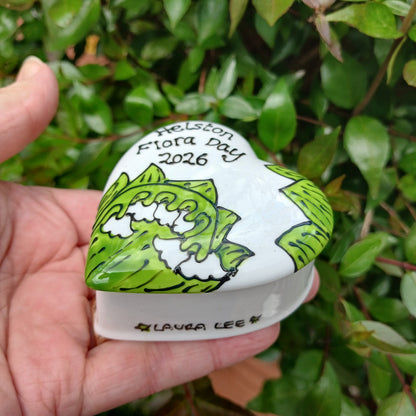 Flora Day 2026 Heart Trinket Box - Daisy - Lily Of The Valley - Bluebells - Hand Painted - Fine China - Style 5