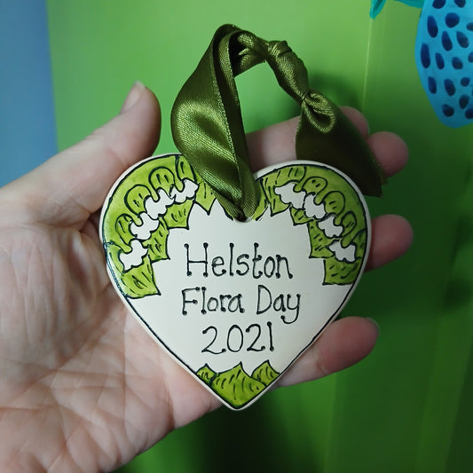 Helston Flora Day Heart 2021 - Lily Of The Valley - Ceramic - Hand Painted