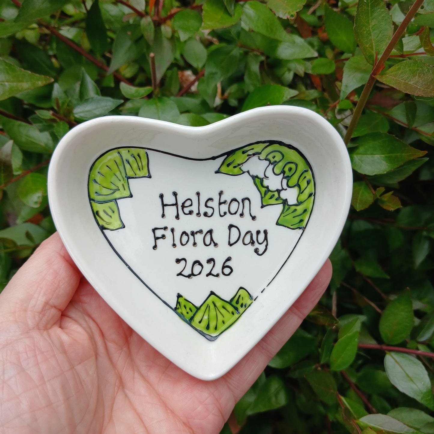 Helston Flora Day 2026 Heart Trinket Dish - Lily Of The Valley - Hand Painted - Ceramic