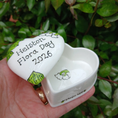 Flora Day 2026 Heart Trinket Box - Daisy - Lily Of The Valley - Bluebells - Hand Painted - Fine China - Style 5