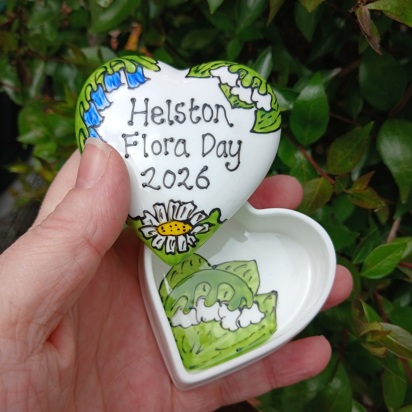 Flora Day 2026 Heart Trinket Box - Daisy - Lily Of The Valley - Bluebells - Hand Painted - Fine China - Style 5