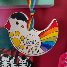 Load image into Gallery viewer, Smile Rainbow Bird - Hanging Decoration - Hand Painted