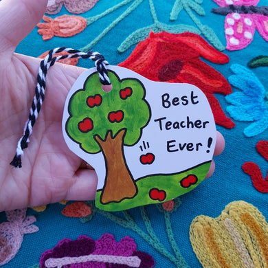 Sale - Best Teacher Ever Teacher Tag - Luxury Tag - 50% Recycled Silk