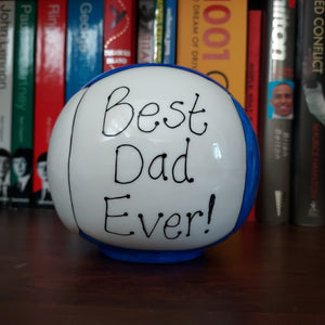 Sale - Best Dad Ever - Football Money Box - Blue & White