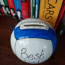 Load image into Gallery viewer, Sale - Best Dad Ever - Football Money Box - Blue &amp; White