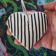 Load image into Gallery viewer, SALE - Cat Heart - Hanging Decoration - Hand Painted - Neon Pink
