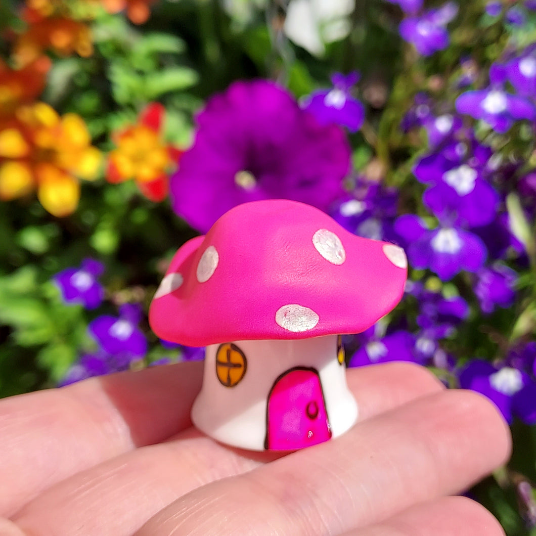 Personalised Pink Toadstool - Mushroom - Pink - Miniature - Handmade - Various Names