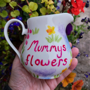 Mummys Flowers Jug - Meadow Flowers - Cottage Florals - Hand Painted - Fine China