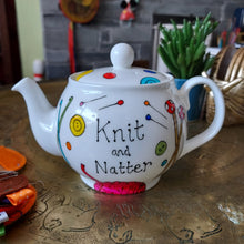 Load image into Gallery viewer, Knit And Natter Teapot - Small - Hand Painted - Fine China