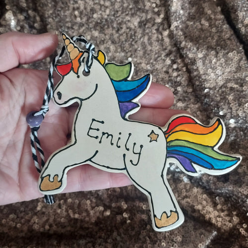 Personalised unicorn ornament