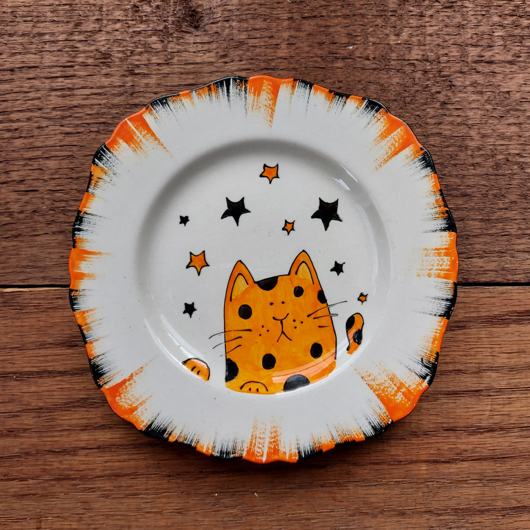 Squash the spotty cat wall plate by Laura Lee Designs 