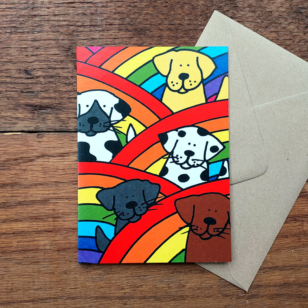 Rainbow dogs greeting card by Laura Lee Designs 