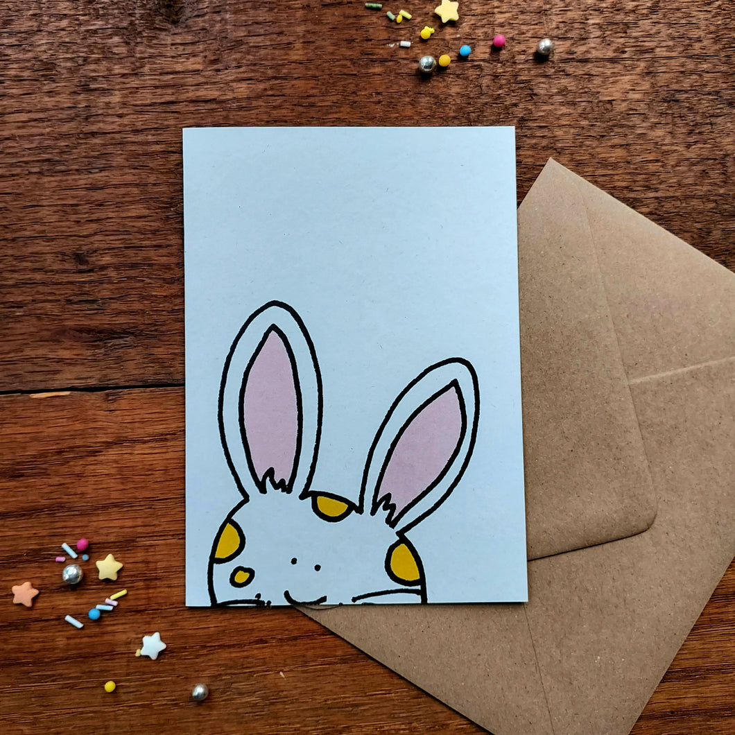 Peeking Bunny - Rabbit - Greetings Card - Blank Inside - Recycled - Plastic Free