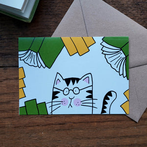The Librarians Cat Greetings Card by Laura Lee Designs 