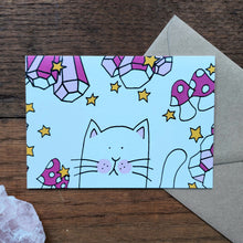 Load image into Gallery viewer, Crystal healing cat card Laura Lee Designs 
