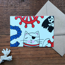 Load image into Gallery viewer, Pirate cat card by Laura Lee Designs 