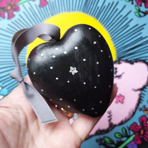 Love You To The Moon And Back Heart - Puffy - Hand Painted - Ceramic - Ornament