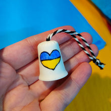 Load image into Gallery viewer, Charity thimble for Ukraine by Laura Lee Designs Ukraine flag heart