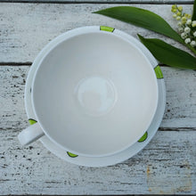 Load image into Gallery viewer, Large teacup and saucer lily of the valley