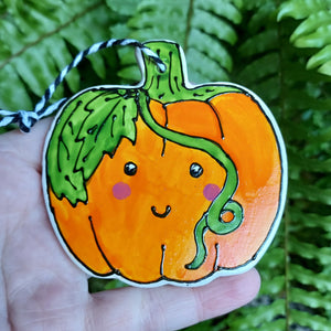 Halloween tree ornament ceramic pumpkin by Laura Lee Designs Cornwall