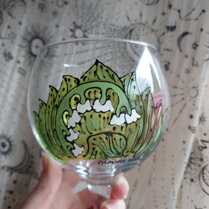 lily of the valley gin glass by Laura Lee Designs Cornwall hand painted