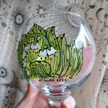 Load image into Gallery viewer, signed Laura Lee Lily of the valley gin glass