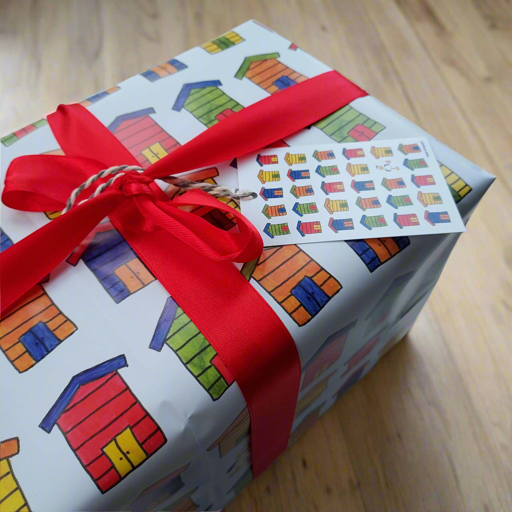 Laura Lee Designs Beach Hut Design Gift Wrap Wrapping Paper