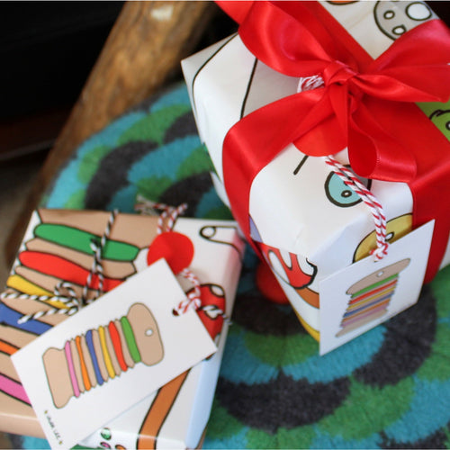 Crafters wrapping paper gift wrap pack for sewing knitting by Laura Lee Designs Cornwall