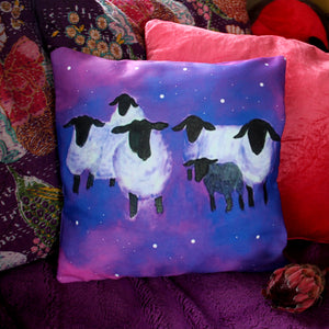 Galaxy sheep night time relaxing cushion by Laura Lee Designs