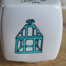Load image into Gallery viewer, Turquoise Victorian cloche hand painted money box by Laura Lee