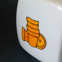 Load image into Gallery viewer, Terracotta plant pots on a hand painted money box by Laura Lee in Cornwall
