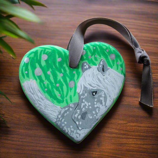 Ceramic Hand Painted Horse Heart Decoration Laura Lee Designs
