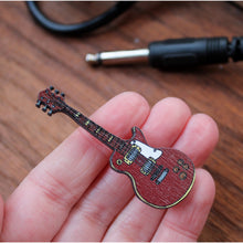 Load image into Gallery viewer, Les Paul style wooden guitar pin brooch Laura Lee Designs Cornwall