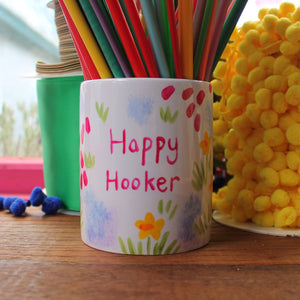 Happy hooker meadow flowers crochet hook jar by Laura lee designs a useful storage pot for crafting odds and ends