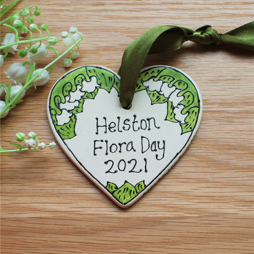 Helston flora day 2021 commemorative lily of the valley heart by Laura Lee Cornwall