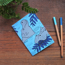 Load image into Gallery viewer, Hippo pocket notebook colourful stationery by Laura Lee Designs 