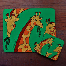 Load image into Gallery viewer, Giraffe placemat and coaster gift set by Laura Lee designs 