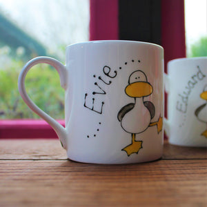 Personalised Duck mug by Laura Lee designs Cornwall