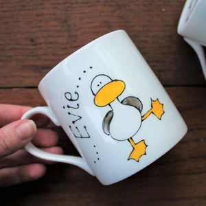 Personalised Duck seagull mug by Laura Lee designs Cornwall