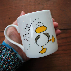 Personalised Duck seagull mug by Laura Lee designs Cornwall